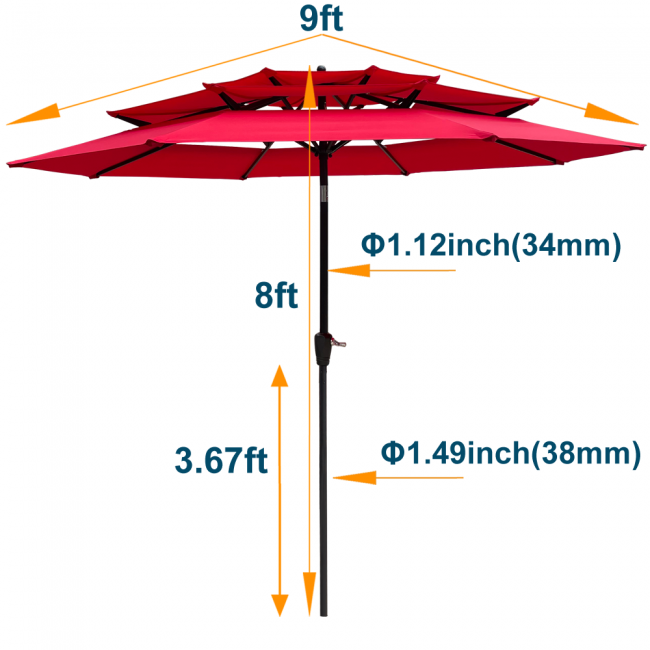 Outdoor Umbrellas 200 Sets - No Base | Wholesale NJ 08016 - Image 10