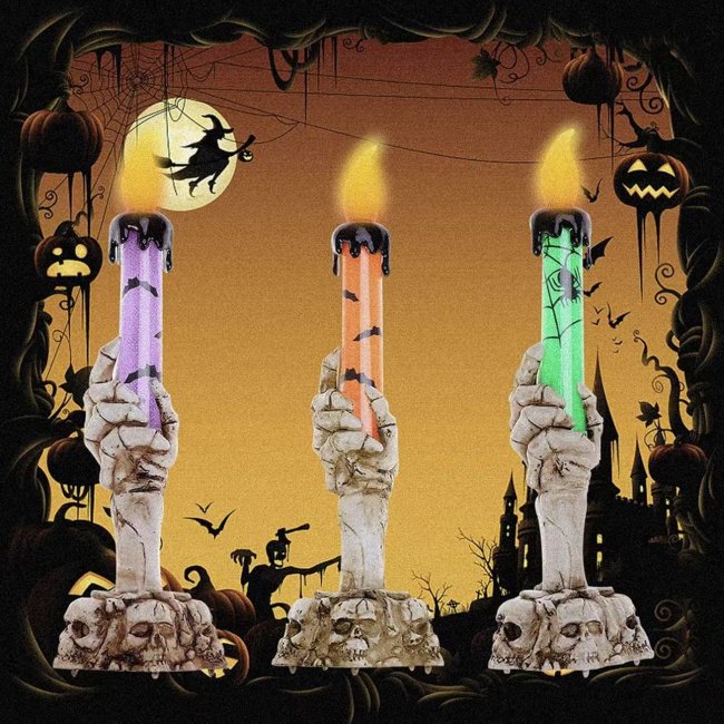 Halloween Skeleton Hand Candles - Flameless Long Stick for Party | Wholesale Bulk - Image 4