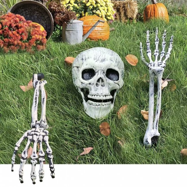 Halloween Skull Ground Decor - Realistic Skeleton | Bulk Wholesale Packs - Image 1